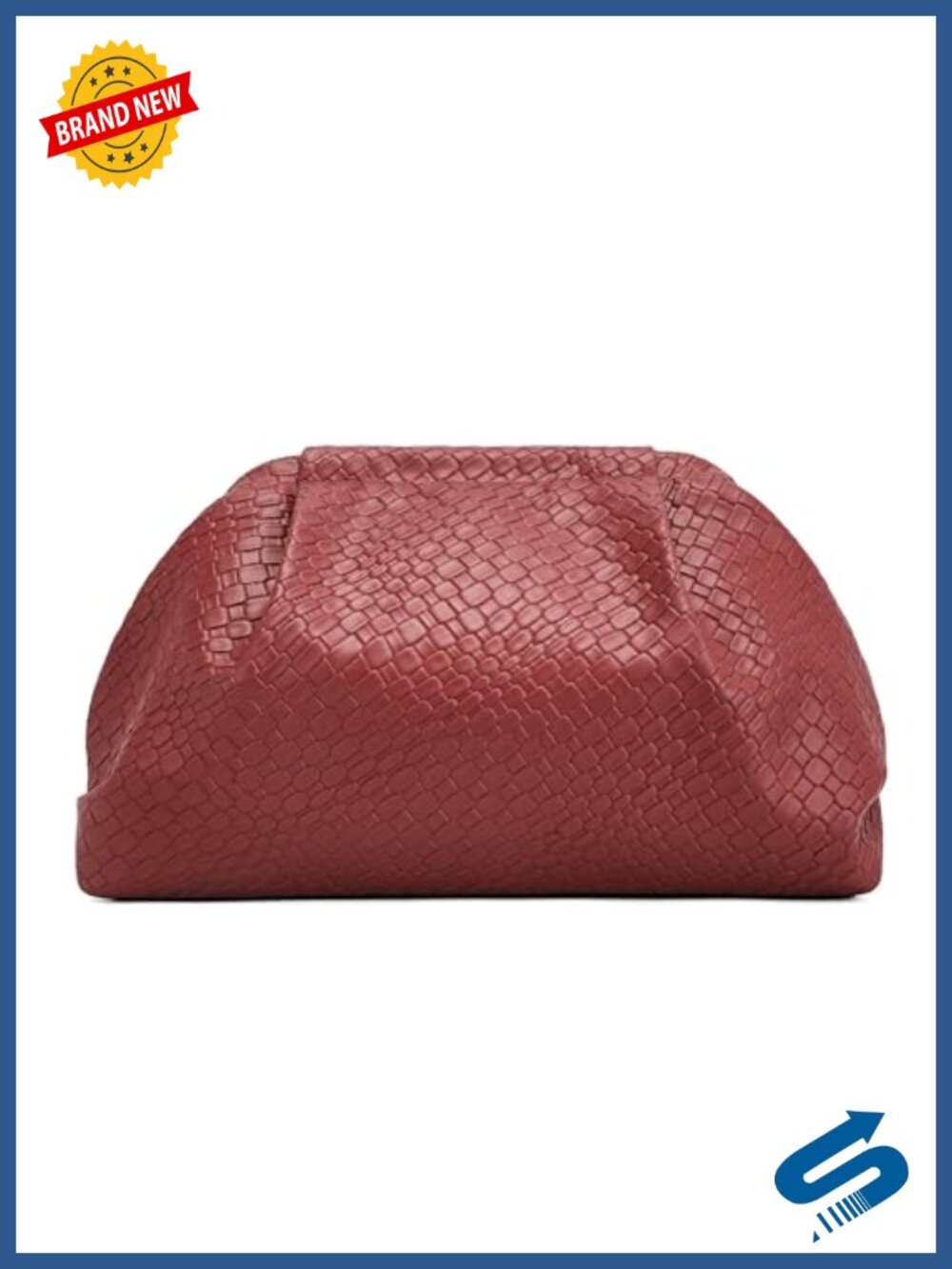 Woven Vegan Leather Evening Clutch Dumpling Cosmetic Pouch
